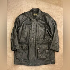 🖤💫 Vintage 90s/Y2K Danier Men’s Black Leather Field Utility Style Jacket Coat XL
